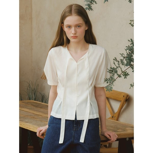 G Romantic Pattern Tie Blouse_2colors
