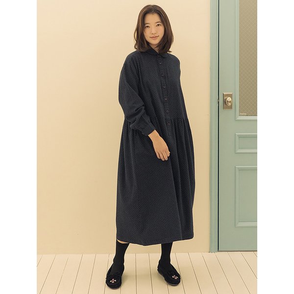 [3차 리오더]도트 냅핑 풀오버 원피스 네이비 251017NV