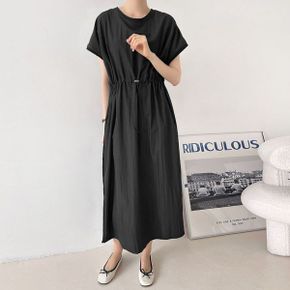 바스락 스트링 빅사이즈 롱 원피스 반팔 오버핏 여름 임부복 R870_P421673965