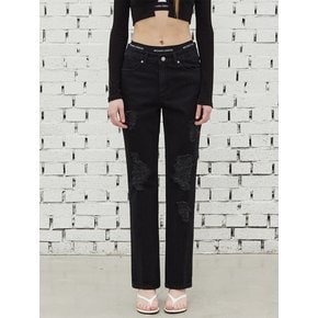 LOW RISE BOOTCUT DENIM PANTS BLACK