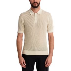칼라거펠트 맨즈 Short-Sleeve Regular-Fit 폴로 스웨터 - 내츄럴 26255029 1387539
