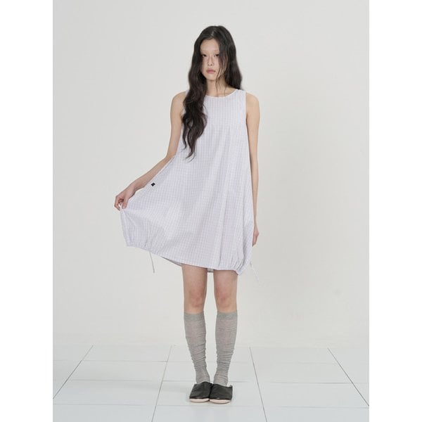 BALLOON CHECK ONEPIECE (WHITE)