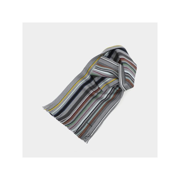 스트라이프 프린지 울 공용 머플러 M1A 151F T644 70