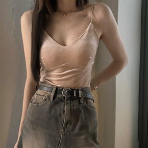 / 메리 스판 벨벳 슬리브리스 뷔스티에 캡나시