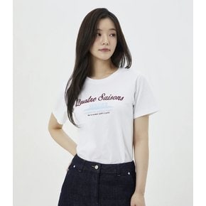 [BEIGE] 실켓터치 레터링 티셔츠 (PS7CH302)