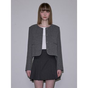 Tweed Wool Jacket [Charcoal]