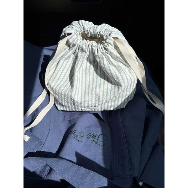 Picnic Stripe Pouch - Sky