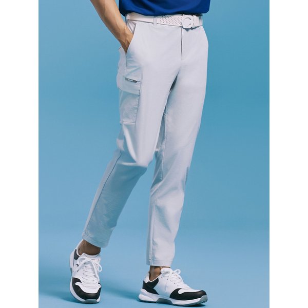 남성 에센셜 테이퍼드핏 스트레치 카고 팬츠 라이트그레이