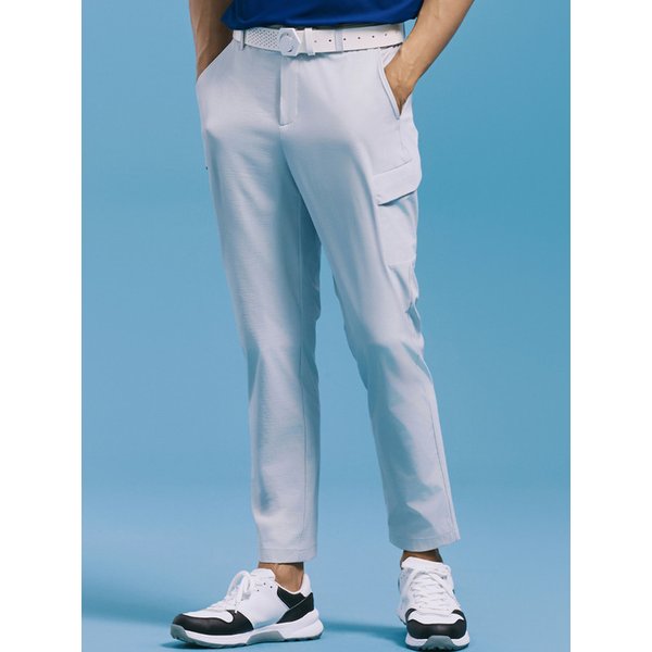 남성 에센셜 테이퍼드핏 스트레치 카고 팬츠 라이트그레이