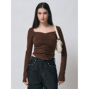 sq shirring t [brown]