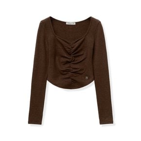 sq shirring t [brown]