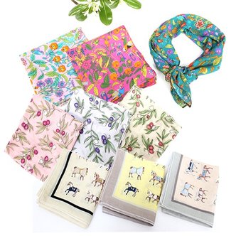 시골양품점 여자 쁘띠스카프 꽃무늬 ,플라워 아사 손수건[DO301]다양한색상 면100%