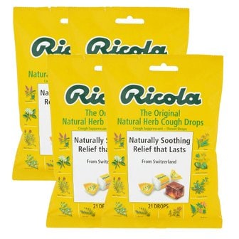  Ricola 리콜라 오리지널 커프 드롭 기침 캔디 21개입 4팩 Original Natural Herb Cough Drops