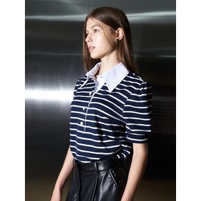 STRIPE SHORT SLEEVE POLO T_NAVY