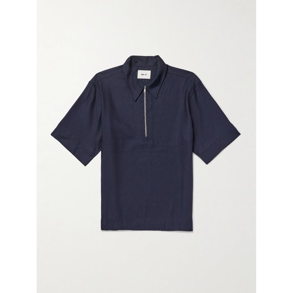 NN.07 브루노 1808 레이온 리넨 블렌드 하프 집업 폴로 티셔츠 46376663163008087