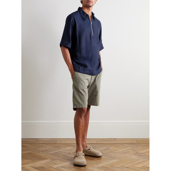 NN.07 브루노 1808 레이온 리넨 블렌드 하프 집업 폴로 티셔츠 46376663163008087