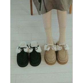 ljh7089 Platform ribbon fur slipper _ 2colors