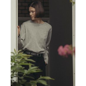 Soft basic logo long sleeved T-shirt_Gray