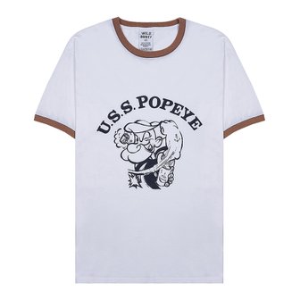 와일드동키 [와일드 동키] T POPEYE LIGHT WASHED WHITE/NAVY 남성 뽀빠이 반팔 티셔츠 /1