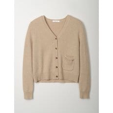 cashmere 100%  patch pocket cardigan - Beige