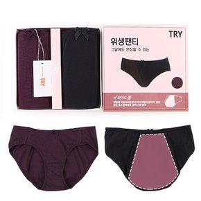 [TRY]여성 위생팬티G90유색2매 미디 60수면스판