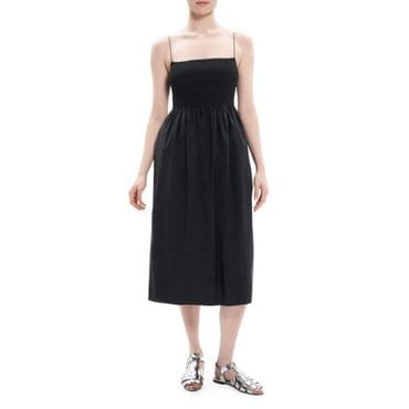 띠어리 4357110 Theory Smocked Bodice Midi Dress - BLACK 72876777