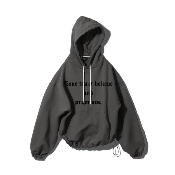 NEVER DIPLOMA STRING MID LENGTH HOODIE - PIGMENT BLACK
