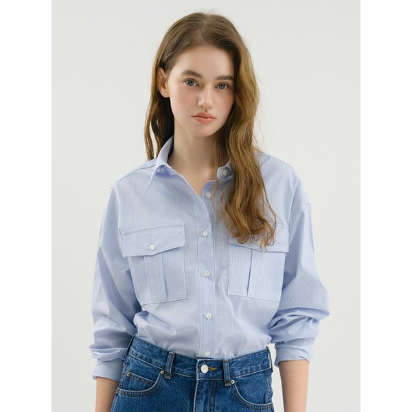 [리퍼브]D Stripe Tuck Pocket Shirt_2colors