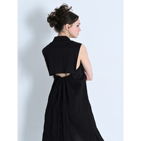 SLEEVELESS BACK POINTS SHIRT DRESS BLACK MBCSOP007BK