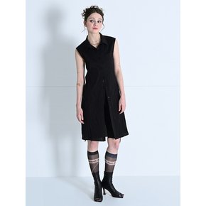 SLEEVELESS BACK POINTS SHIRT DRESS BLACK MBCSOP007BK