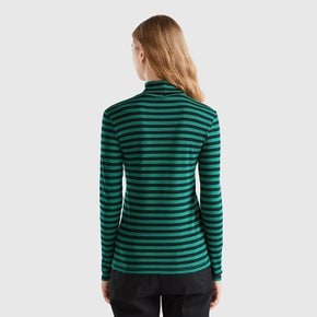 Striped turtleneck cotton t-shirt_3OA6E22257U3