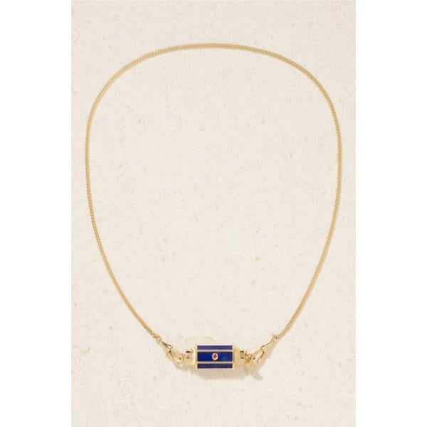 마리 리히텐베르크 18K 골드 라피스 라줄리 루비 베이비 록켓 목걸이 46376663162972916