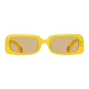 x Linda Farrow Azzurro Rectangular Sunglasses (Pear Sorbet/ Yellow Gold/ Yellow)