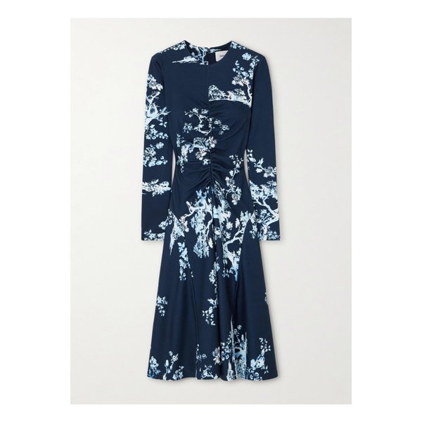 개더 프린트 폰테 미디 드레스 네이비 46376663162865390
