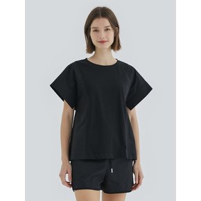 TEXTURE BLOCK BLOUSE (BLACK)