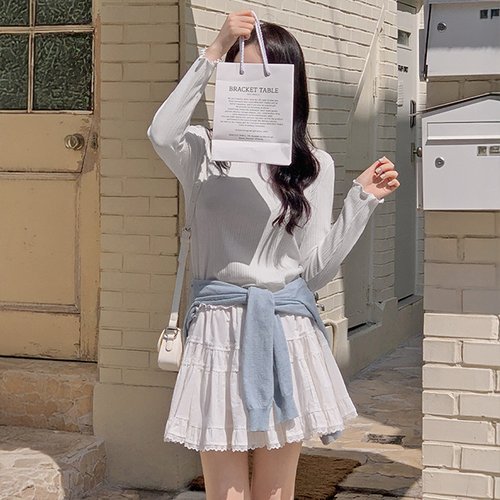 [포인트이너/쫀득스판] 유얼리 러플레이스 스판골지 긴팔티셔츠 P000CPVN