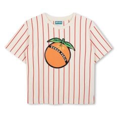 FRUITS STICKERS 스트라이프 반팔 티셔츠(Z255AGT313_오렌지)
