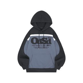 ODSD 컬러 블록 오버핏 후드 - DARK CHARCOAL BLUE GRAY