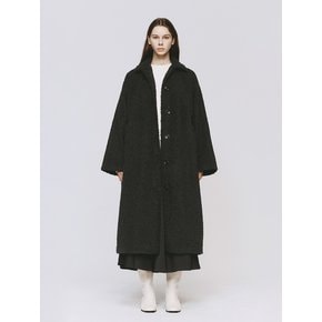 FLUFFY FLEECE LONG COAT DARK GREY