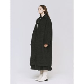 FLUFFY FLEECE LONG COAT DARK GREY