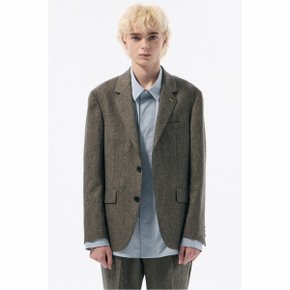 Grey Slim Fit Wool Setup Jacket_CWJAA24712GYX