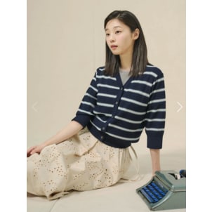빈폴레이디스 레이온 혼방 스트라이프 카디건 - 네이비 BF535AC05R