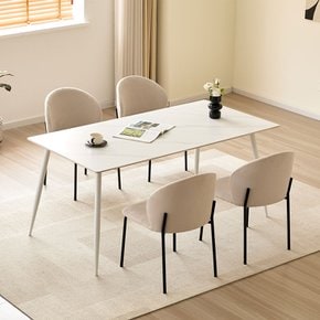 블랜 식탁 단면 4인 화이트 1600 포세린 철재 세라믹식탁 테이블