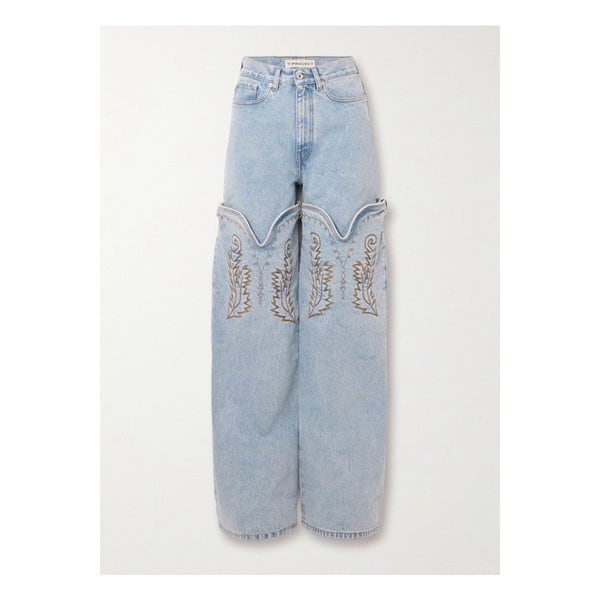 와이프로젝트 에버그린 컨버터블 자수 와이드  진 라이트 데님 1647597326709268