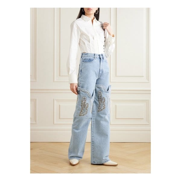 와이프로젝트 에버그린 컨버터블 자수 와이드  진 라이트 데님 1647597326709268