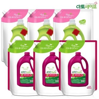 아토세이프 세탁세제SET 세제1.8L 3개 + 핑크로즈향 1.8 3개/아토세이프세제/섬유유연제추천