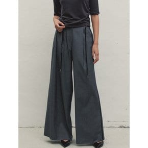 LACE STRING TUCK WIDE PANTS DARK GRAY MBDFPA004DG