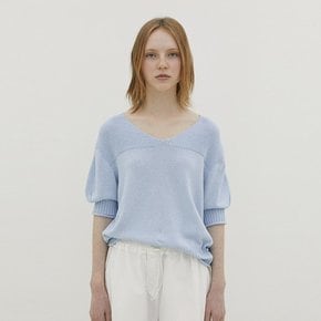 Boucle V-Neck Knit_SKY BLUE