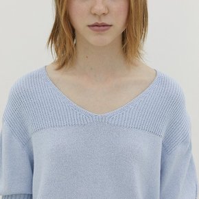 Boucle V-Neck Knit_SKY BLUE