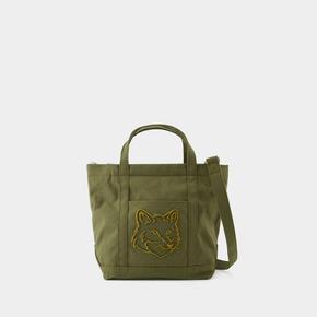 [해외배송] 폭스 헤드 스몰 쇼퍼 백 MAISON KITSUNE 코튼 그린 LW05103WW0107 B0731449897